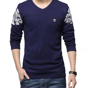 潮流V领羊毛衫<em>男士加厚毛衣</em> - 银月<em>折扣网</em>