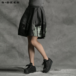 sdeer圣迪奥女装鲜绿几何版画茧形半身裙S15381371