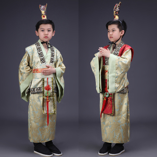 儿童古装汉服男童表演出服装战国秦汉朝丞相大臣官服摄影写真包邮