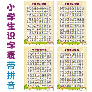 sz-1228 识字小学语文宝宝幼儿学前识字汉语拼音表挂画 全套4张