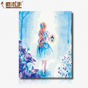 魔术手diy数字油画填色画客厅卡通动漫大幅人物女孩手绘装饰画
