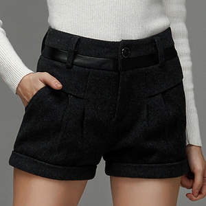 【图】<em>羊毛呢短裤</em>直筒拼皮短裤 - 溜吧折扣网