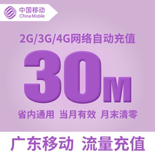 30M本地通用手机流量充值叠加油卡包快充值 月包 广东移动