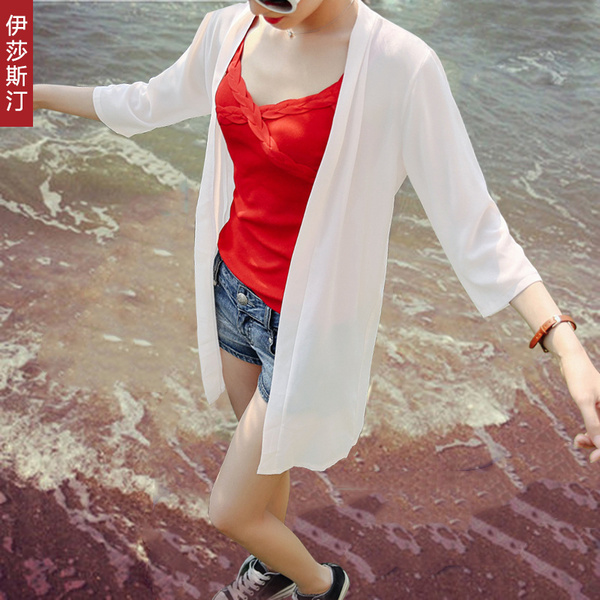 正品雪纺衫 夏季防晒衣服女式七分短袖 <em>开衫</em> 大
