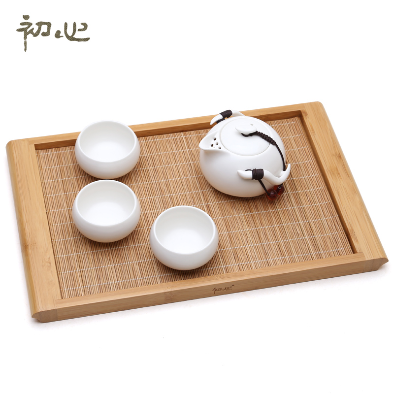 初心 竹制小茶盘平板茶海简约办公室竹子茶台家用竹托盘 功夫茶具