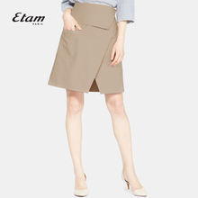 艾格Etam夏季新款纯色不规则拼接开叉OL半身裙女17011903670图片