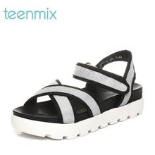 Teenmix/天美意夏专柜同款时尚运动风厚底女凉鞋AK80TBL5图片