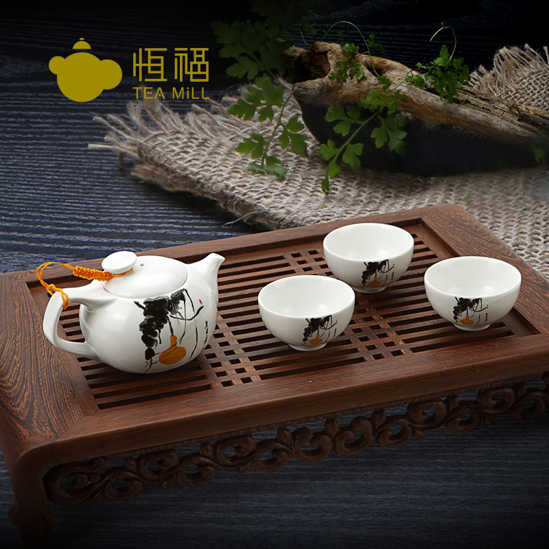正品恒福茶具套装 福禄趣小茶壶组  四合一景德镇名瓷名家作品