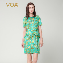 VOA 真丝树脂固色短裙优雅办公室风格修身显瘦假两件连衣裙A7160图片