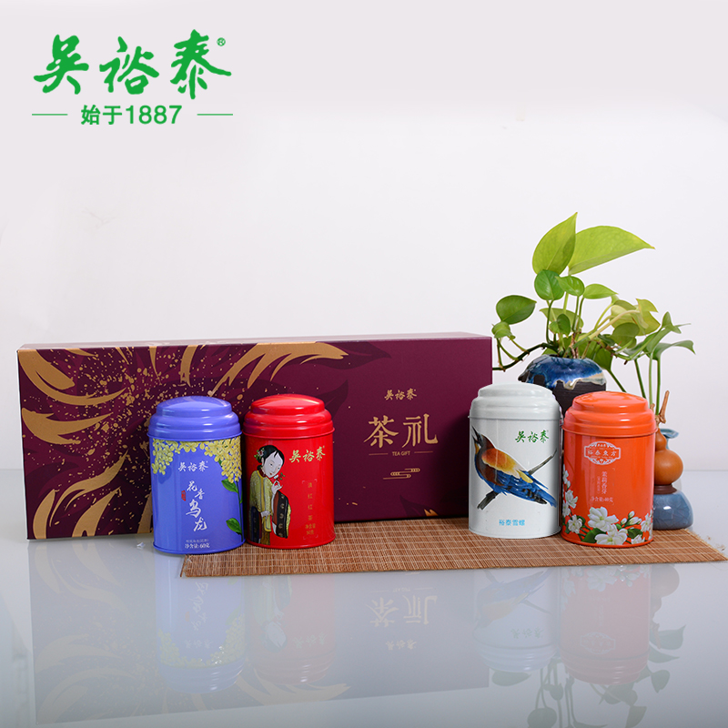 减吴裕泰 茶叶礼盒  茉莉花茶乌龙茶绿茶红茶花香四季
