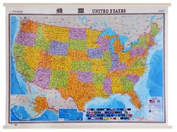 美国地图挂图中英文 1.17x0.86米世界分国地图