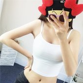 进口女装 纯棉吊带背心女小吊带露脐胸衣修身 正品 韩国东大门代购
