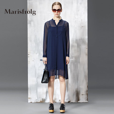 Marisfrolg/玛丝菲尔两件套女装时尚宽松真丝连衣裙秋装专柜正品商品大图