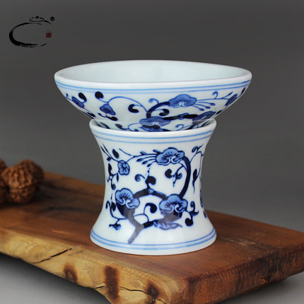 京德 贵和祥 手绘青花茶漏 茶道配件 茶滤 分茶器茶漏 功夫漏斗