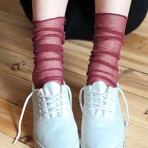 复古网纱堆堆袜