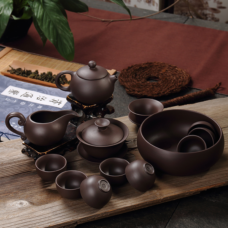 正品宜兴紫砂茶具套装紫砂西施壶原矿石瓢茶壶功夫茶具整套
