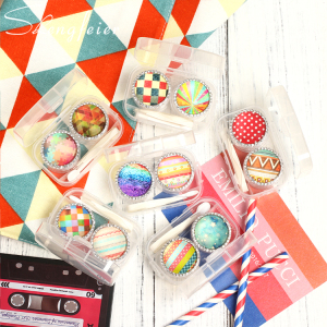 2格彩色几何可爱清新眼镜盒