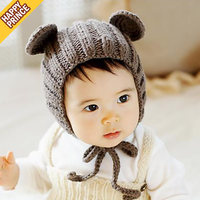 韩版婴儿帽子0-6-12个月儿童毛线帽手工针织帽