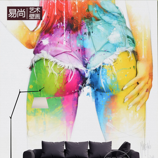 水彩艺术人物背景壁纸个性时尚大型无缝壁画ktv酒吧现代简约墙纸