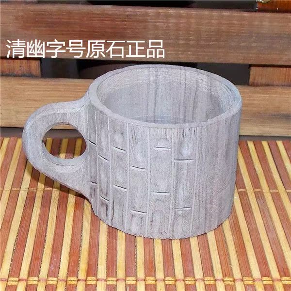 木鱼石茶碗 正品清幽牌木鱼石功夫茶配件 整块木鱼石制作而成