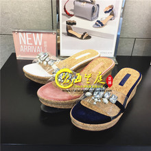 EYB28 2017夏新款 商场 休闲舒适水钻女凉拖鞋 思加图凉鞋 专柜正品