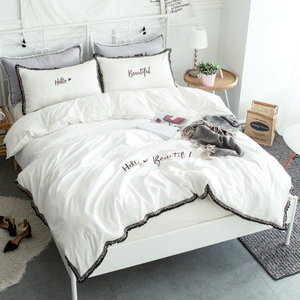 夏天白色水洗棉床上四件套