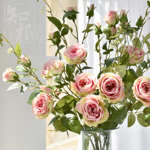 知根 家居饰品餐桌摆放花卉 仿真花极乐玫瑰假花客厅落地装饰花