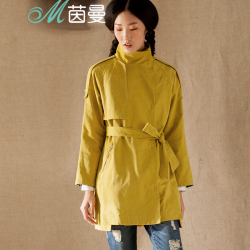 <em>茵曼</em>2015新款春装<em>女风衣外套</em>复古棉长款女式