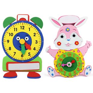 热促销儿童手工diy玩具eva立体时钟钟表创意制作材料包亲子