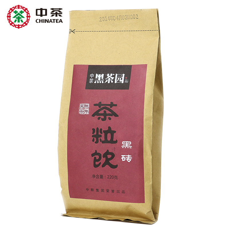 中茶黑茶湖南安化茶粒饮黑砖茯砖茶220g 茶叶袋装中粮出品