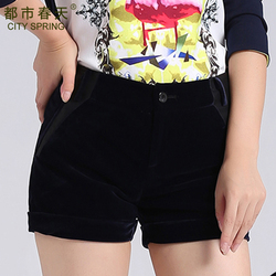 <em>冬款女短裤</em>秋冬款2014新款韩版显瘦<em>金丝绒短</em>