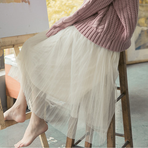 中长款蕾丝网纱裙