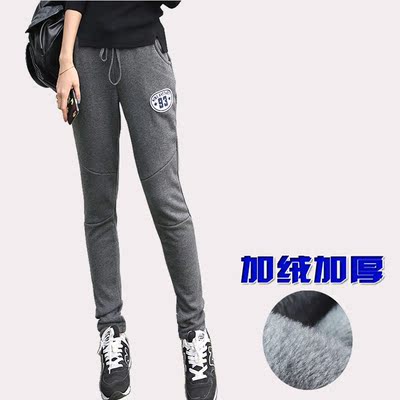冬加绒卫裤学生运动裤宽松加厚女生裤子韩版休