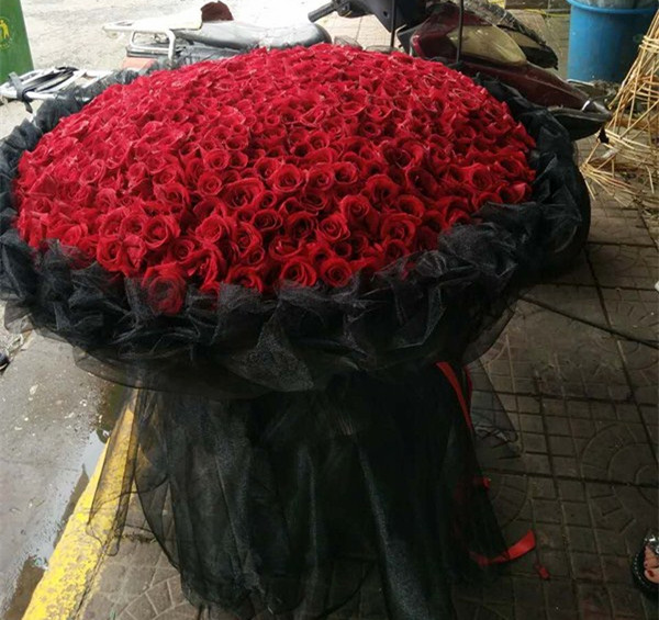 西安鲜花花店同城速递99枝红玫瑰韩系白色包装求婚过生日道歉花束