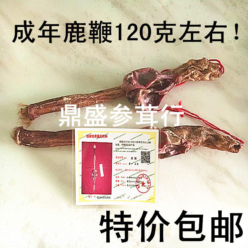 【天天特价】梅花鹿鞭长白山整只鹿鞭泡酒首选带鉴证120克包邮