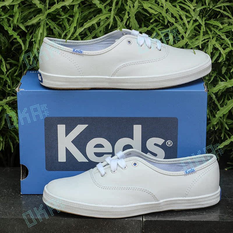 keds美国正品代购 经典纯色小白鞋低帮女鞋 百搭神器皮质款女鞋