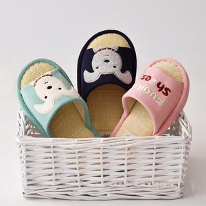 卡通亲子亚麻凉拖鞋