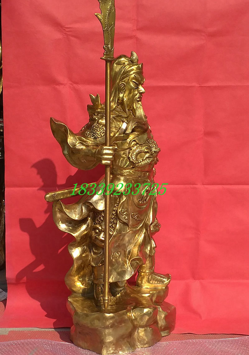 纯铜特大号立刀关公铜像占山关帝佛像武财神关二爷神像摆件一1米