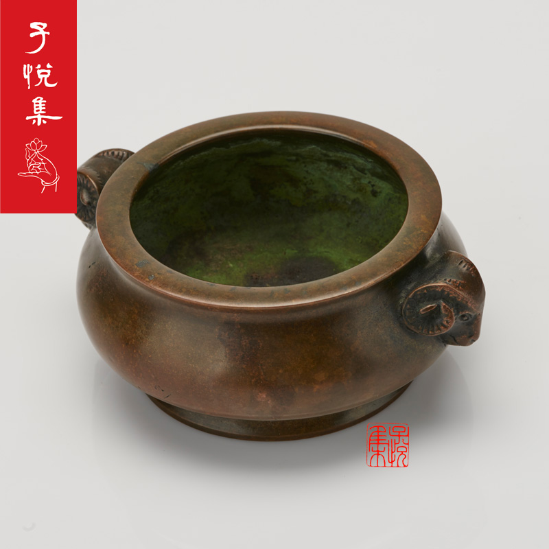 子悦集★陈巧生铜炉 羊首耳彝炉 陈巧生 香炉 铜炉 熏