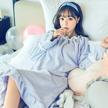 加厚珊瑚绒可爱法兰绒冬季长袖 秋公主清新甜美睡裙 睡衣女冬韩版