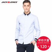 216105042 衬衫 春夏青年修身 衣E 纯棉长袖 JackJones杰克琼斯男装
