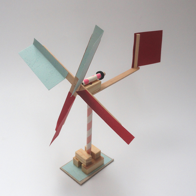 风车diy手工材料 儿童拼装塑料松木男孩益智玩具 风向标 测风仪