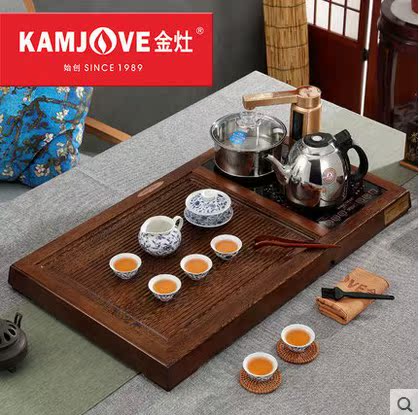 KAMJOVE/金灶 R-520 鸡翅实木茶盘茶海木雕泡茶机全智能茶具套装