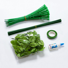 DIY手工材料仿真花杆绿色胶包花杆子 缎带丝带玫瑰花纸花丝袜网花