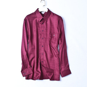 2017春品牌正品男士真丝长袖衬衫桑蚕丝方领