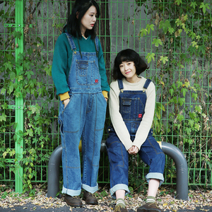 设计师款 古着感日系牛仔背带裤