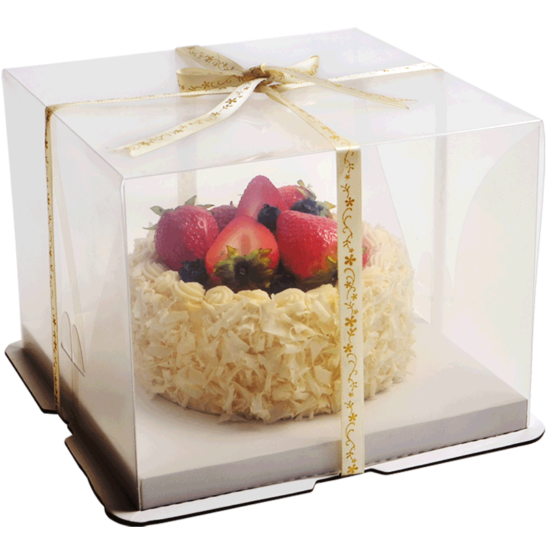 生日蛋糕盒 白底透明二合一蛋糕慕斯包装盒 烘焙包装