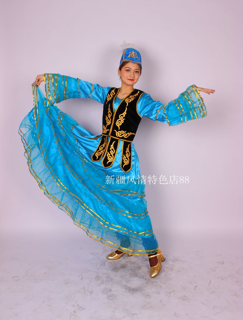 哈萨克族舞蹈服 新疆哈萨克族舞蹈演出服 新疆表演服装 哈萨克服