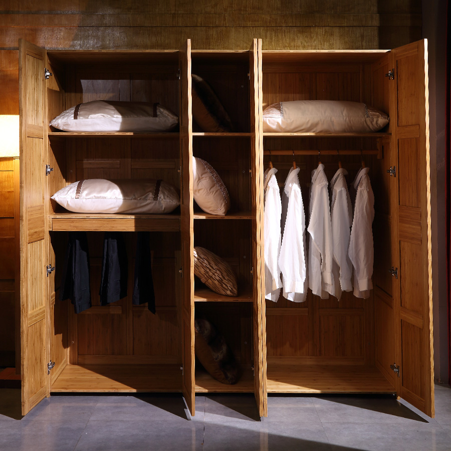 纯竹制简约现代中式竹衣柜简易收纳整体卧室家具竹子实木大衣橱柜