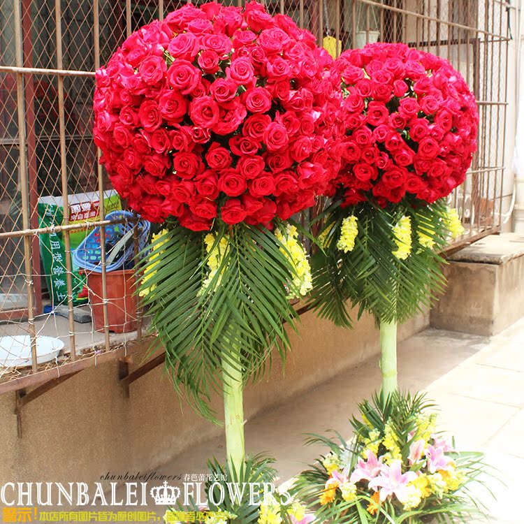 昆明花店鲜花同城速递 特价开业乔迁庆典红玫瑰鲜花大花球花篮